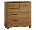 Fenyő komód 5s mélység 42 cm tölgy