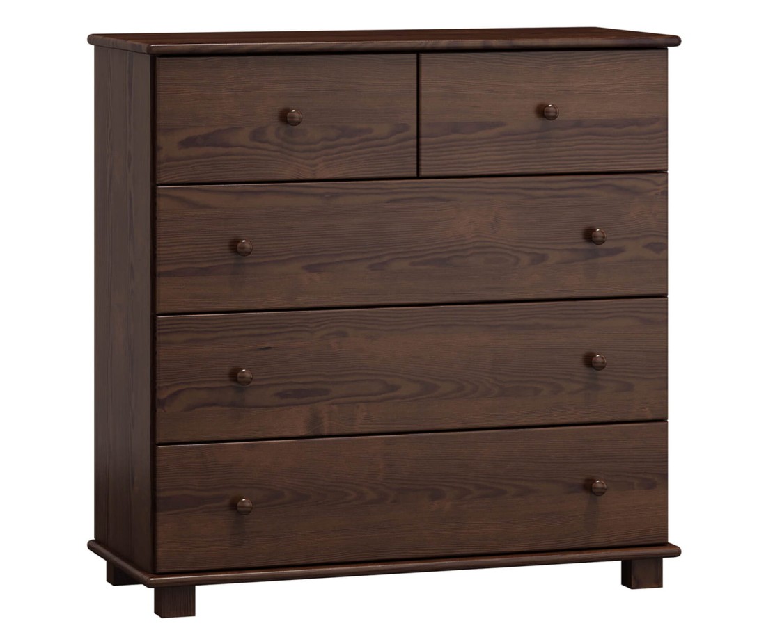 Fenyő komód 5s mélység 42 cm dió