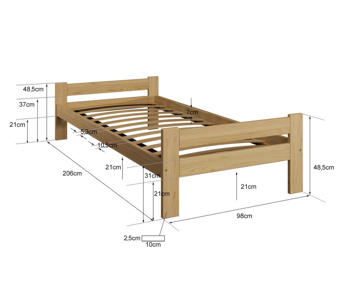 Fa ágy 90x200 Fumi VitBed tölgy