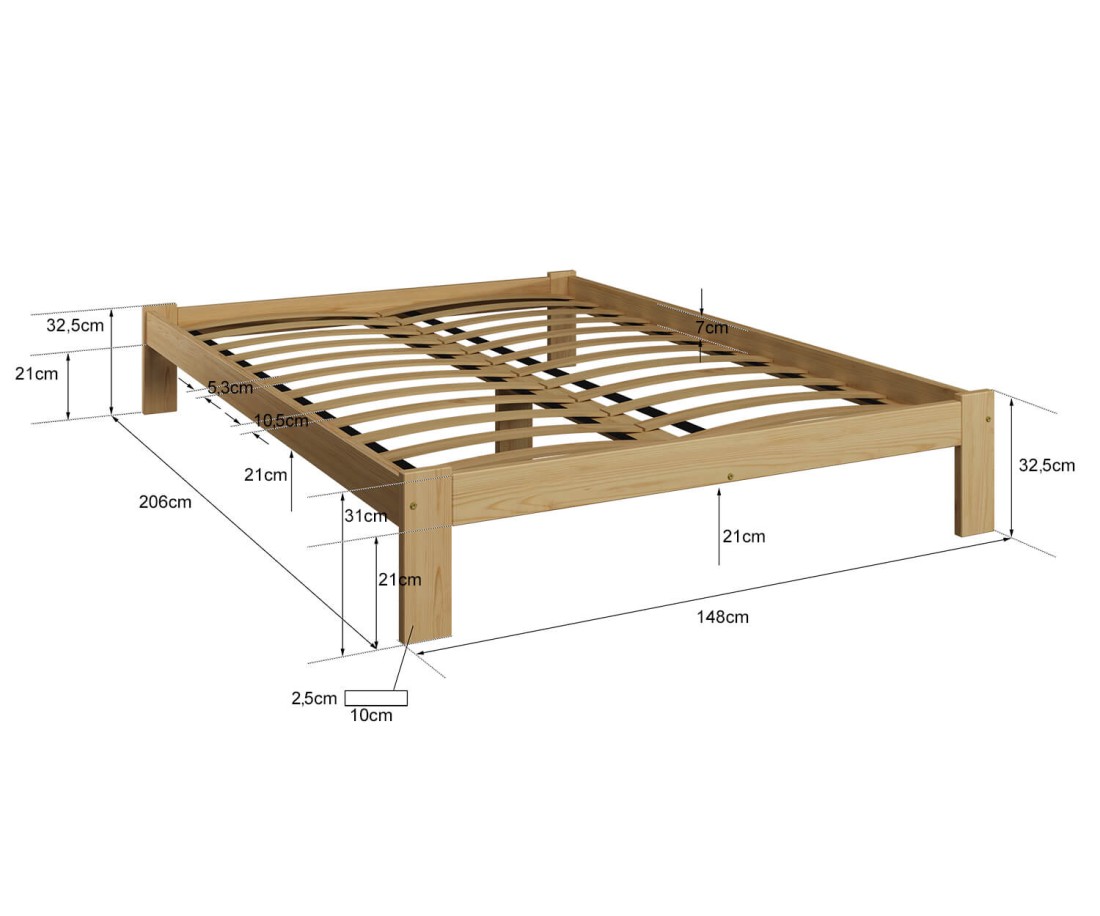 Fa ágy 140x200 VitBed Anzu dió