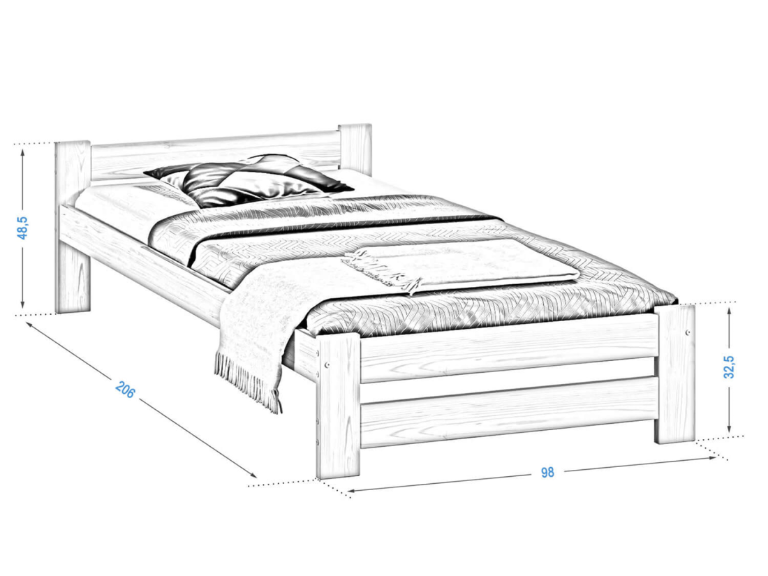 Fa ágy 90x200cm Ran VitBed fenyő