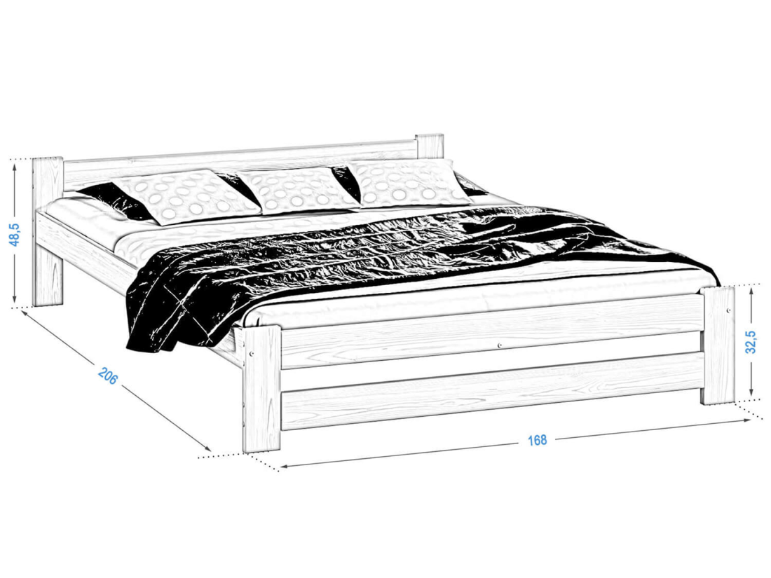 Fa ágy 160x200cm Ran VitBed Fenyő + Matrac 160x200 Niobé