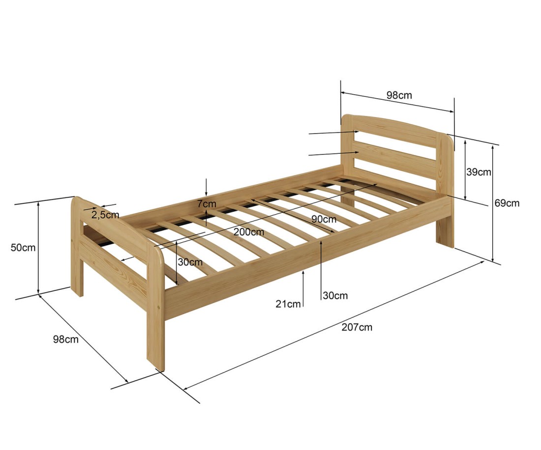 Fenyő ágy 90x200 Nastenka dió