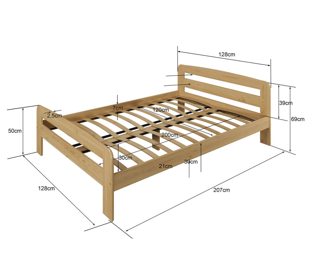 Fenyő ágy 120x200 Nastenka dió