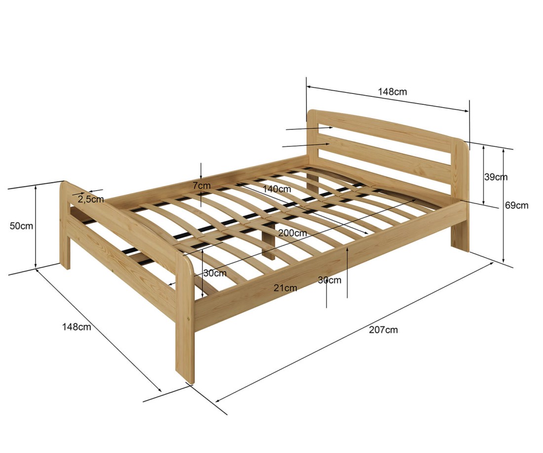 Fenyő ágy 140x200 Nastenka éger