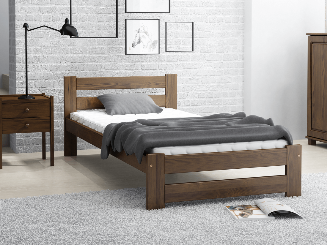 Fa ágy 90x200cm Eureka VitBed dió + Matrac 90x200 Niobé