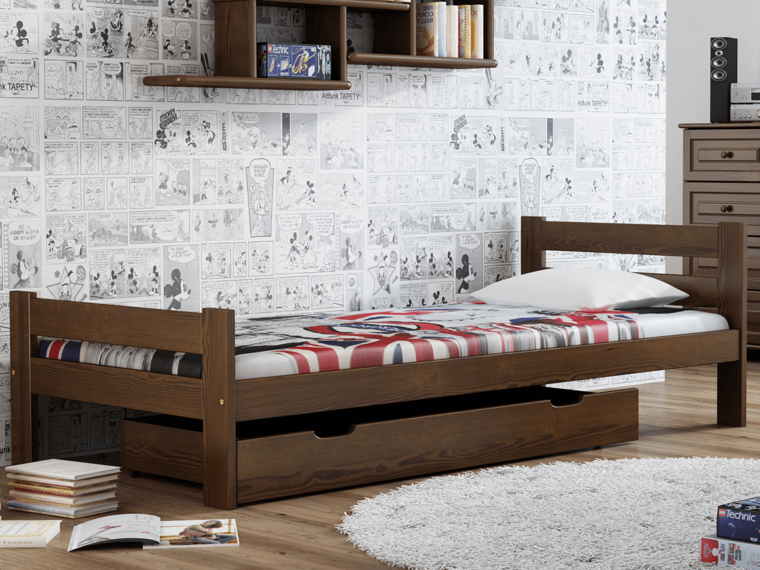 Fa ágy 90x200cm Kenta VitBed dió + matrac 90x200cm Kassandra