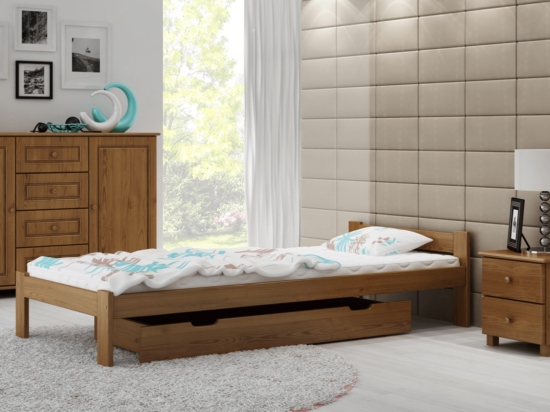 Fa ágy 90x200 Isao VitBed tölgy + Matrac 90x200 Heka