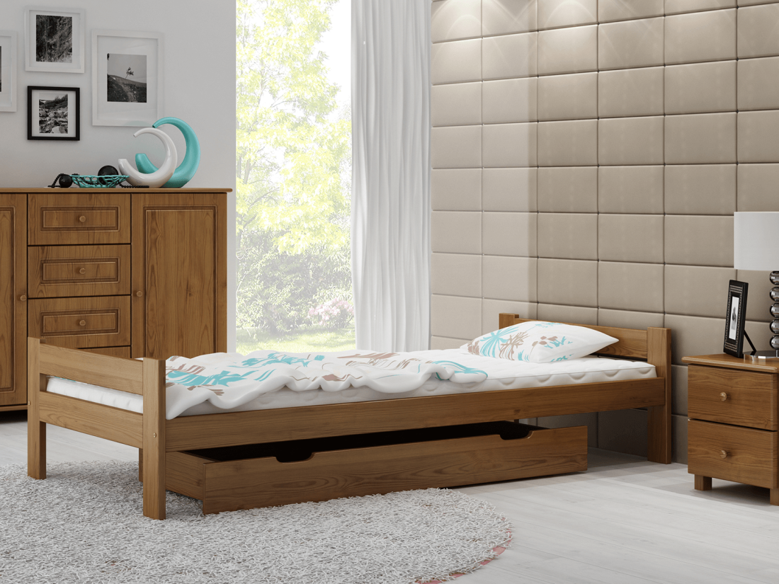 Fa ágy 90x200 Fumi VitBed tölgy + Matrac 90x200cm Kassandra