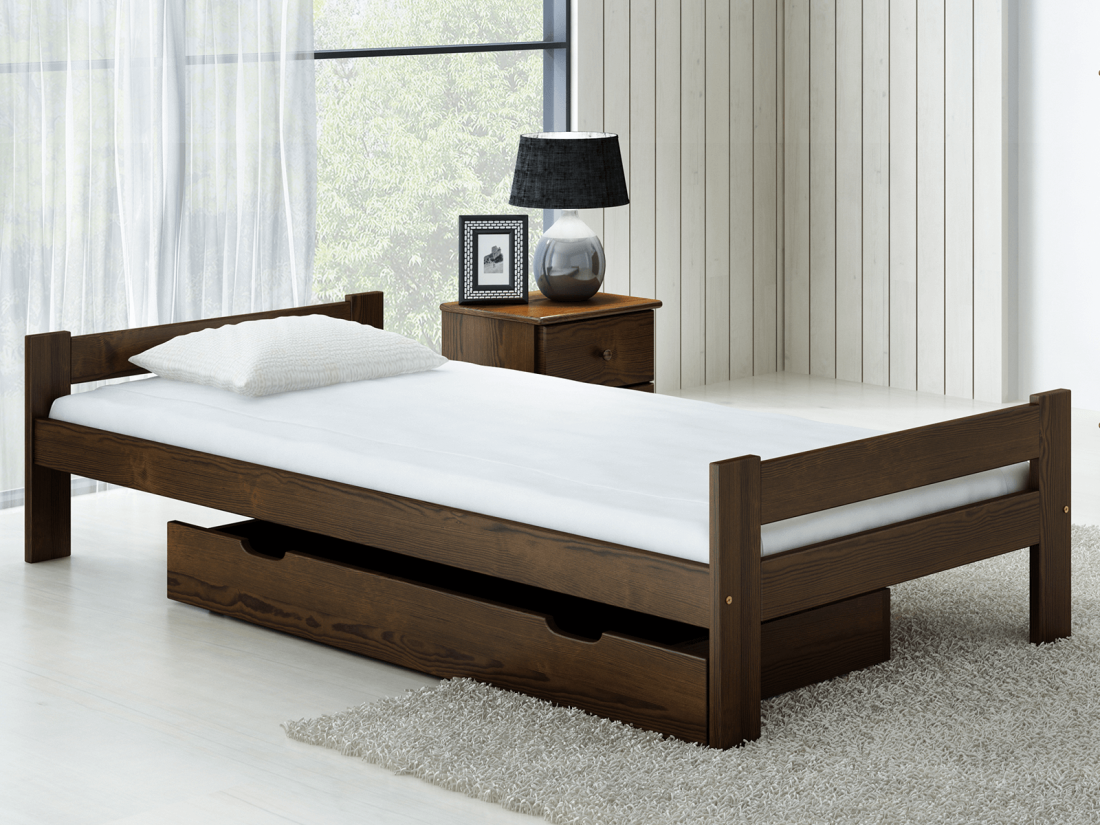 Fa ágy 90x200 Fumi VitBed dió + Matrac 90x200cm Kassandra