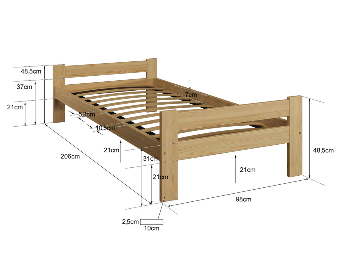Fa ágy 90x200 Fumi VitBed lakkozás nélküll