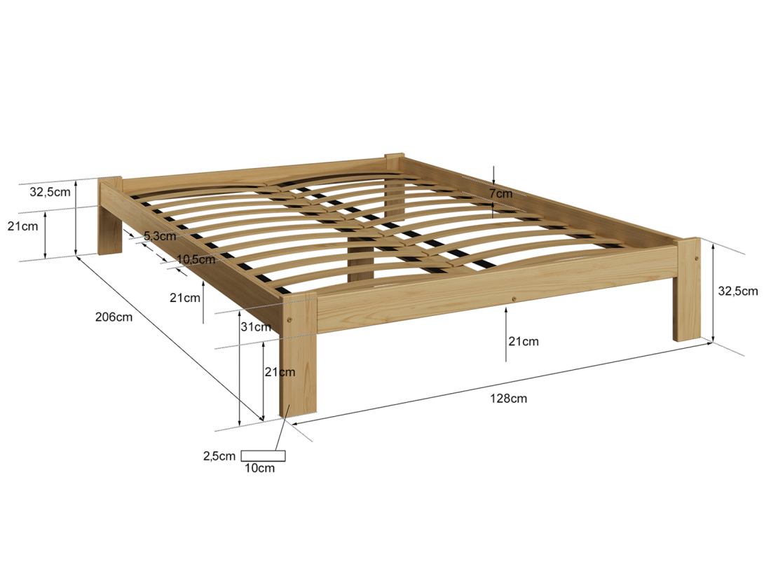 Fa ágy 120x200 VitBed Anzu szarvasgomba tölgy