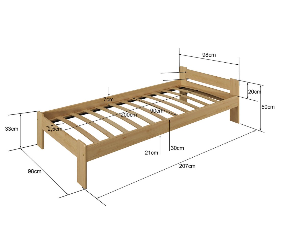 Fenyő ágy 90x200 Jasnena dió