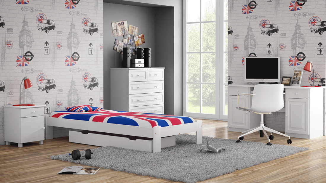 Fa ágy 90x200 Adéla fehér