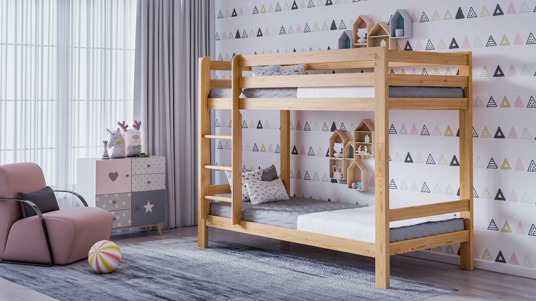 Fából készült emeletes ágy 90x200cm éger