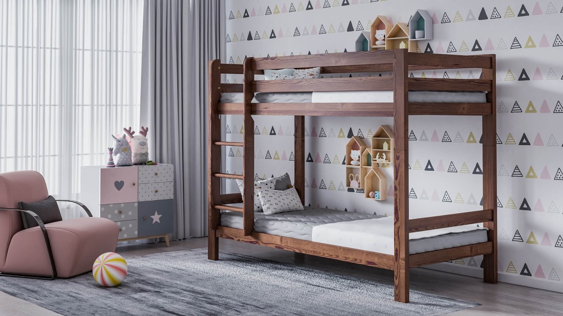 Fából készült emeletes ágy 90x200cm dió