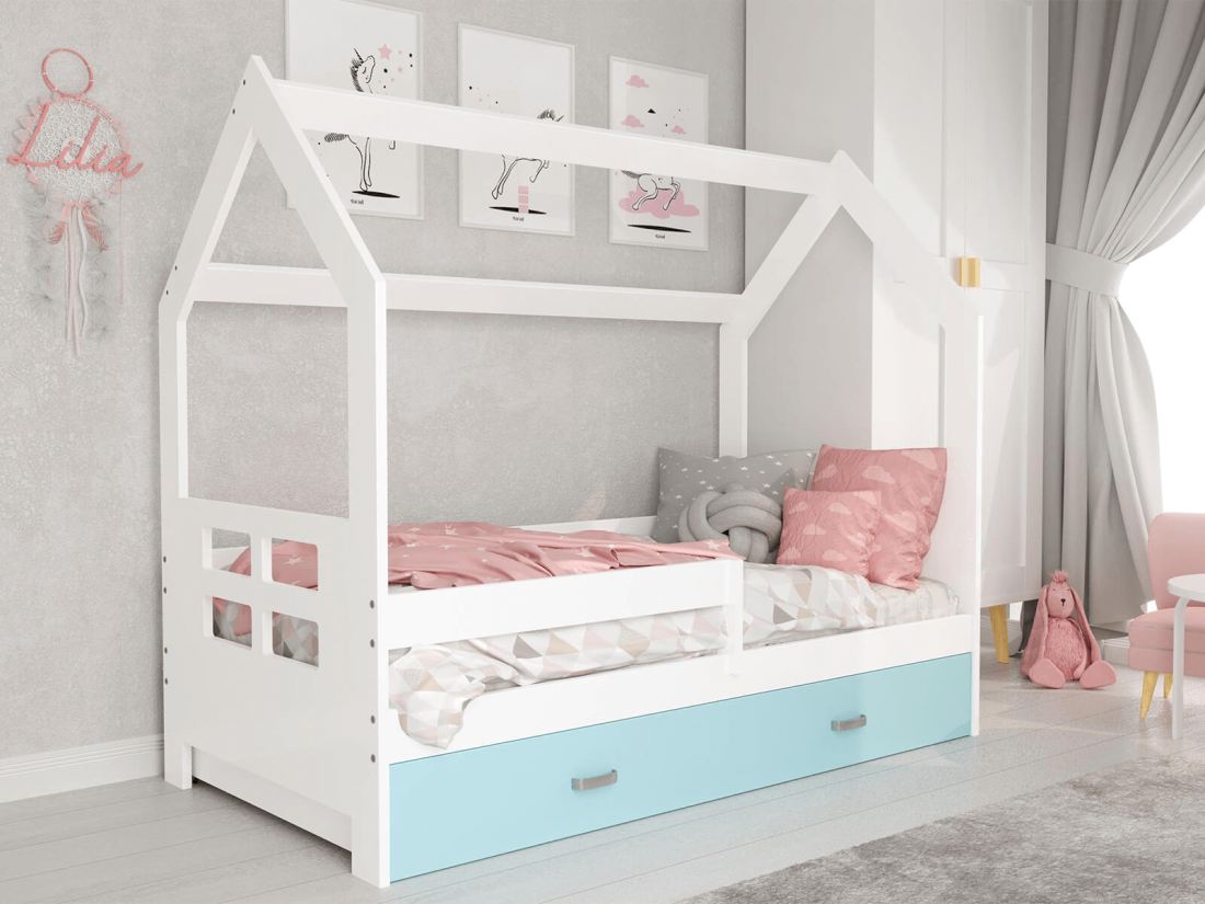 Gyermekágy 160x80 HÁZIKÓ D3D fehér