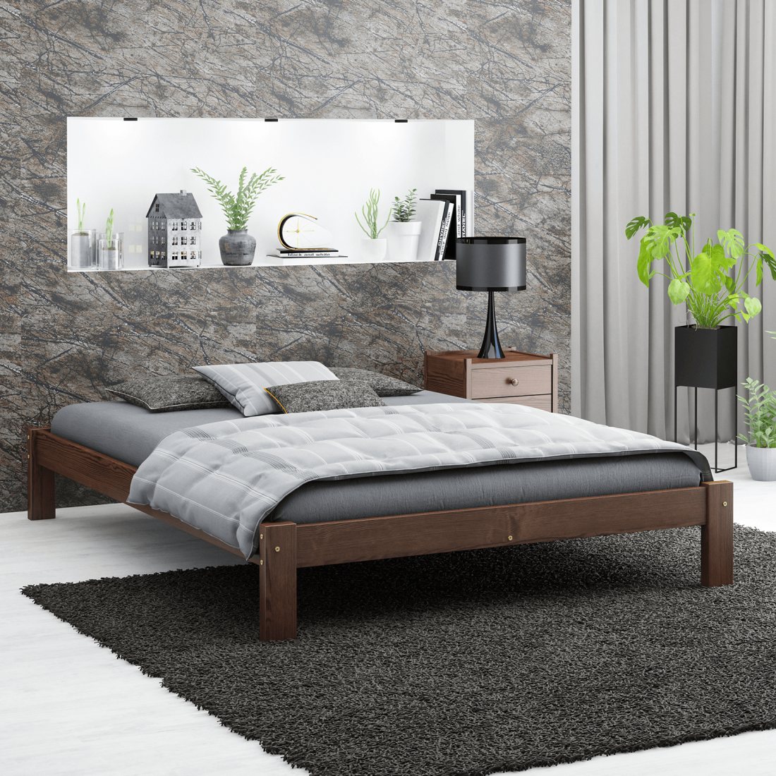 Fenyő ágy 140x200 Luisa dió