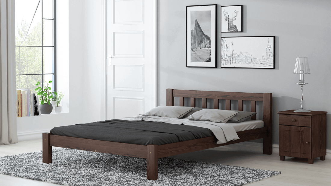 Fenyő ágy 140x200 Alena dió