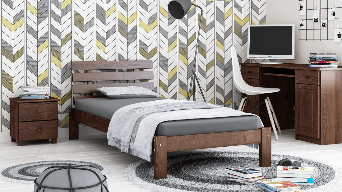 Fenyő ágy 90x200 Karla dió