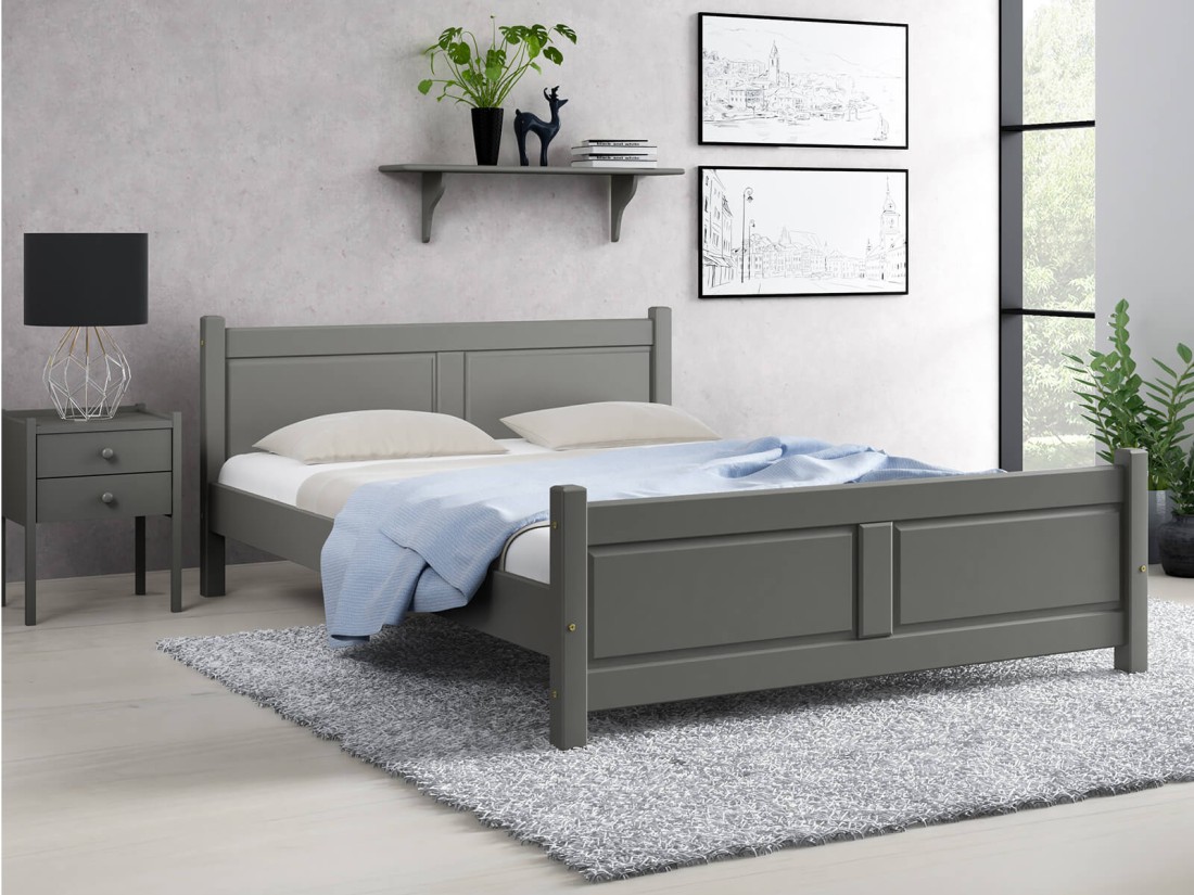 Fa ágy 140x200 Lena szürke