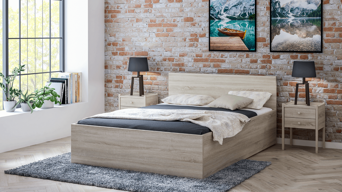 Ágy 140x200 DM1 sonoma tölgy