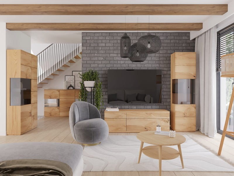 Komód masszív tölgyfából Rosario nr. 06A világítással