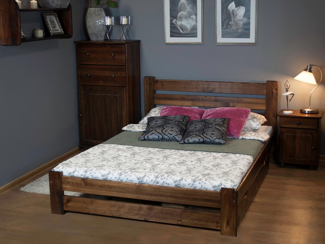 Fenyő ágy 160x200 Kati dió