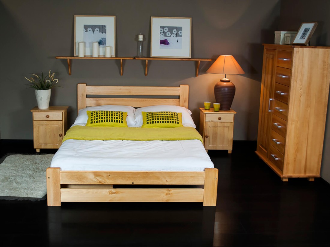 Fenyő ágy 140x200 Kati éger