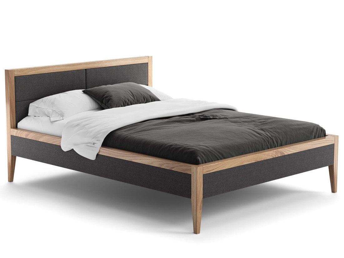 Kárpitozott tölgyfa ágy 160x200cm Belagio grafit