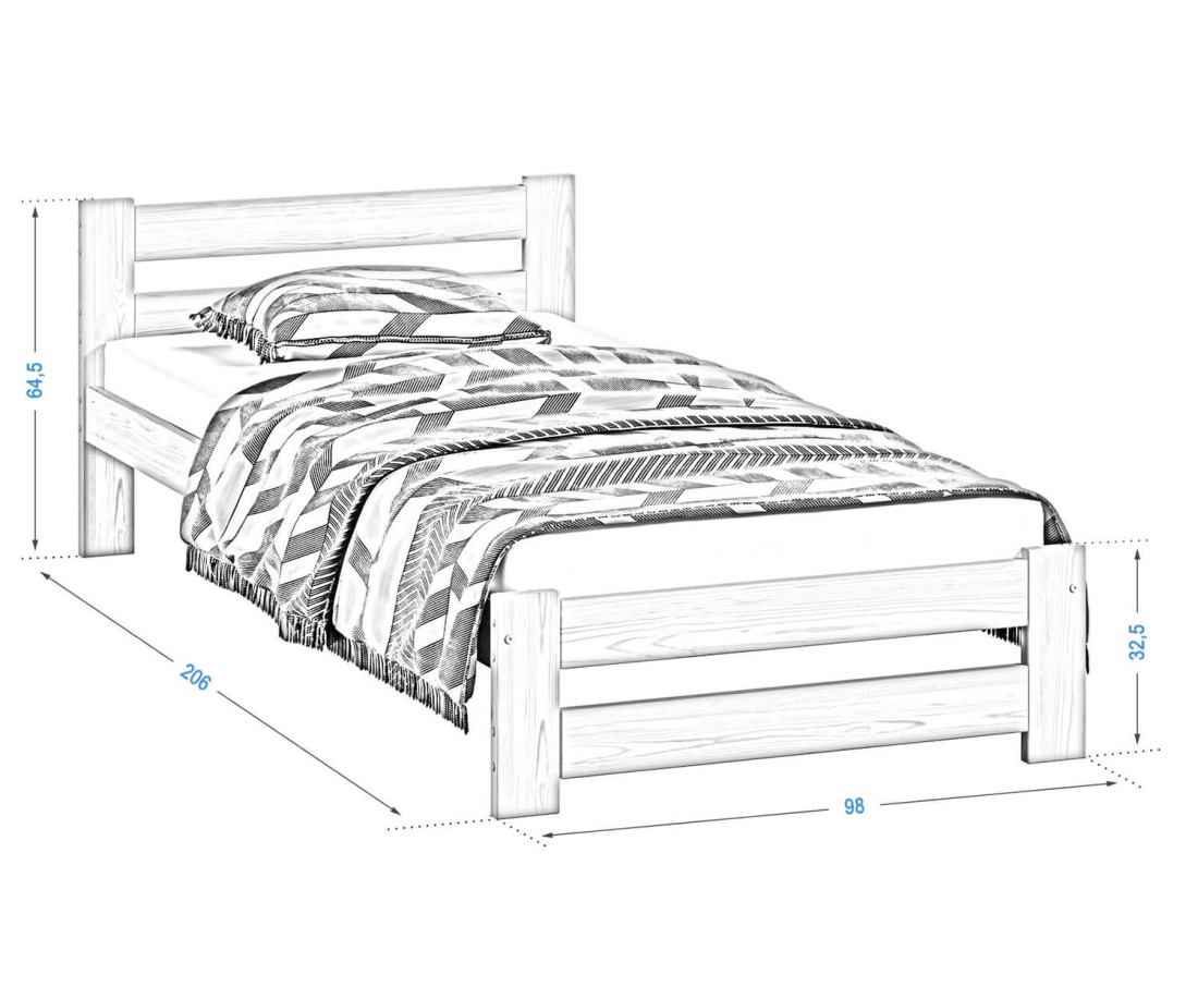 Fa ágy 90x200cm Eureka VitBed fenyő + matrac 90x200 Niobé
