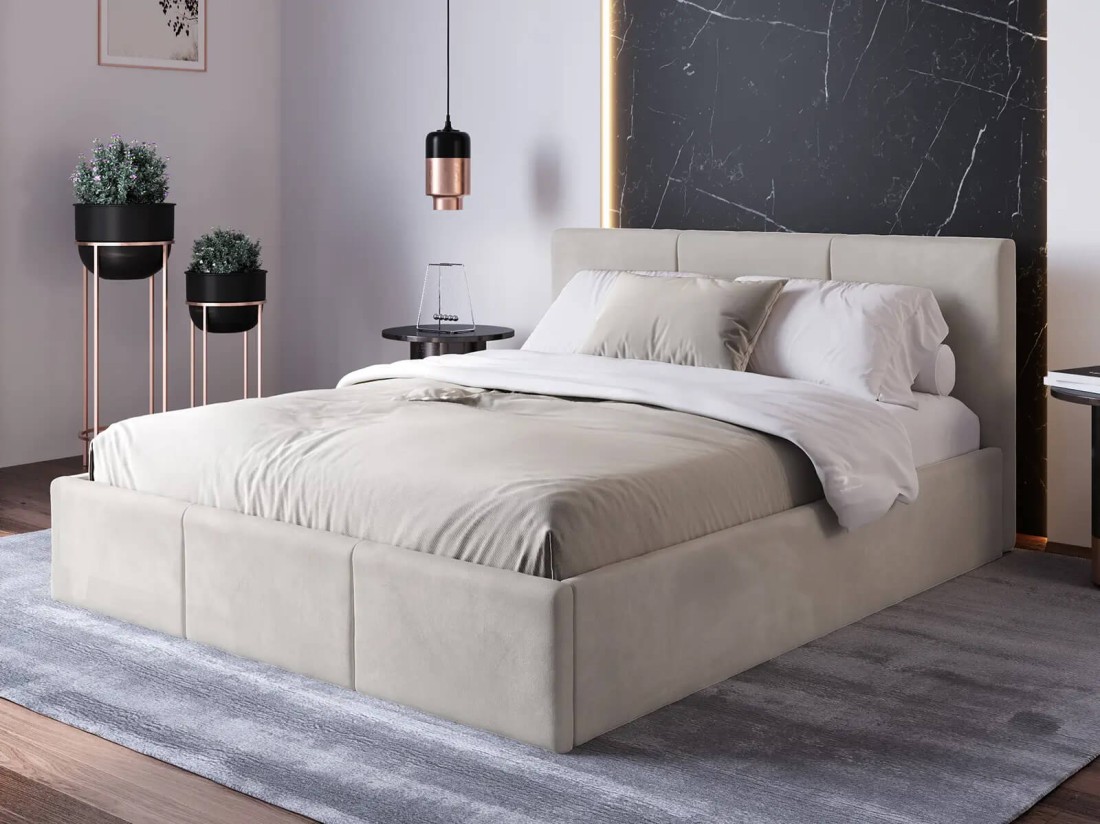 Kárpitozott ágy tárolóhellyel TOP line 7 160x200 Szürke Velvet