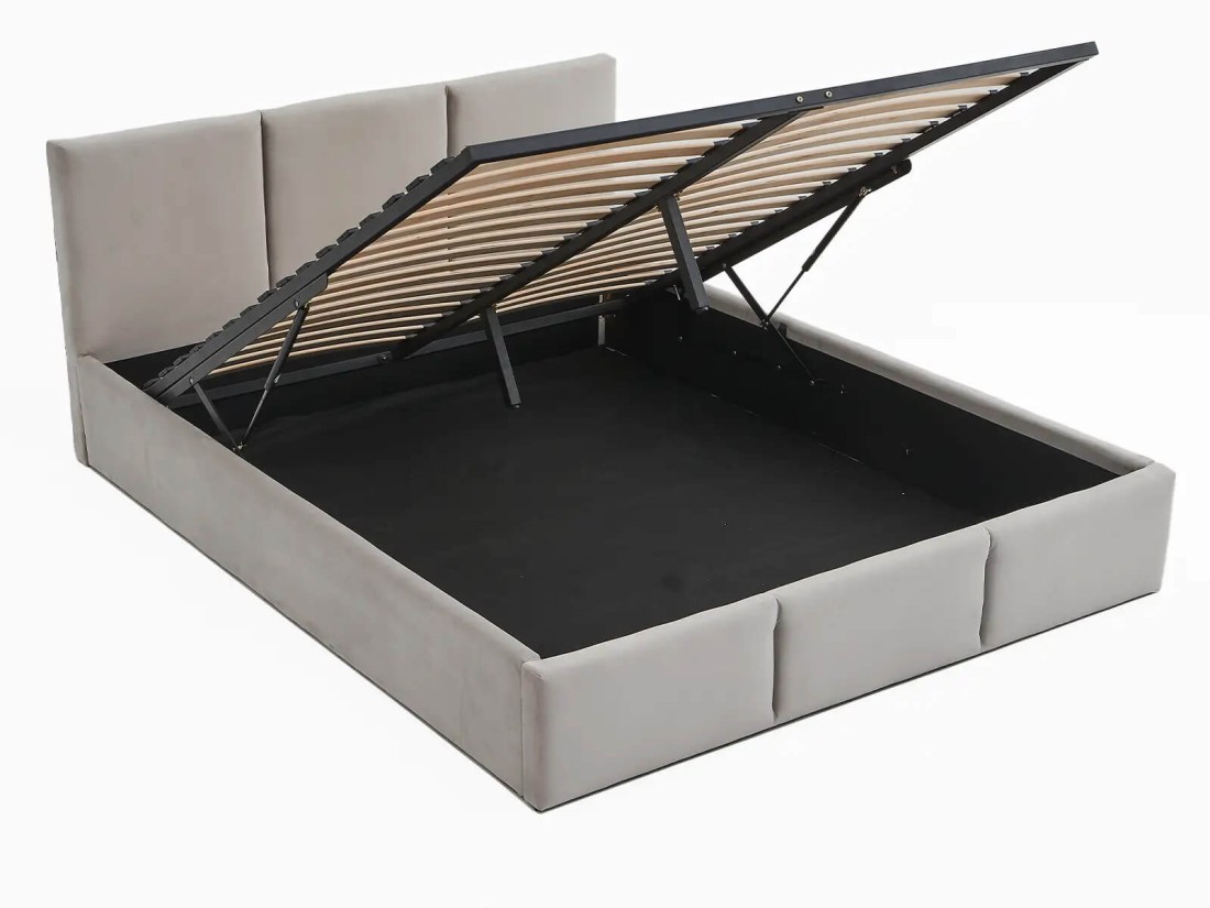 Kárpitozott ágy tárolóhellyel TOP line 7 160x200 Szürke Velvet