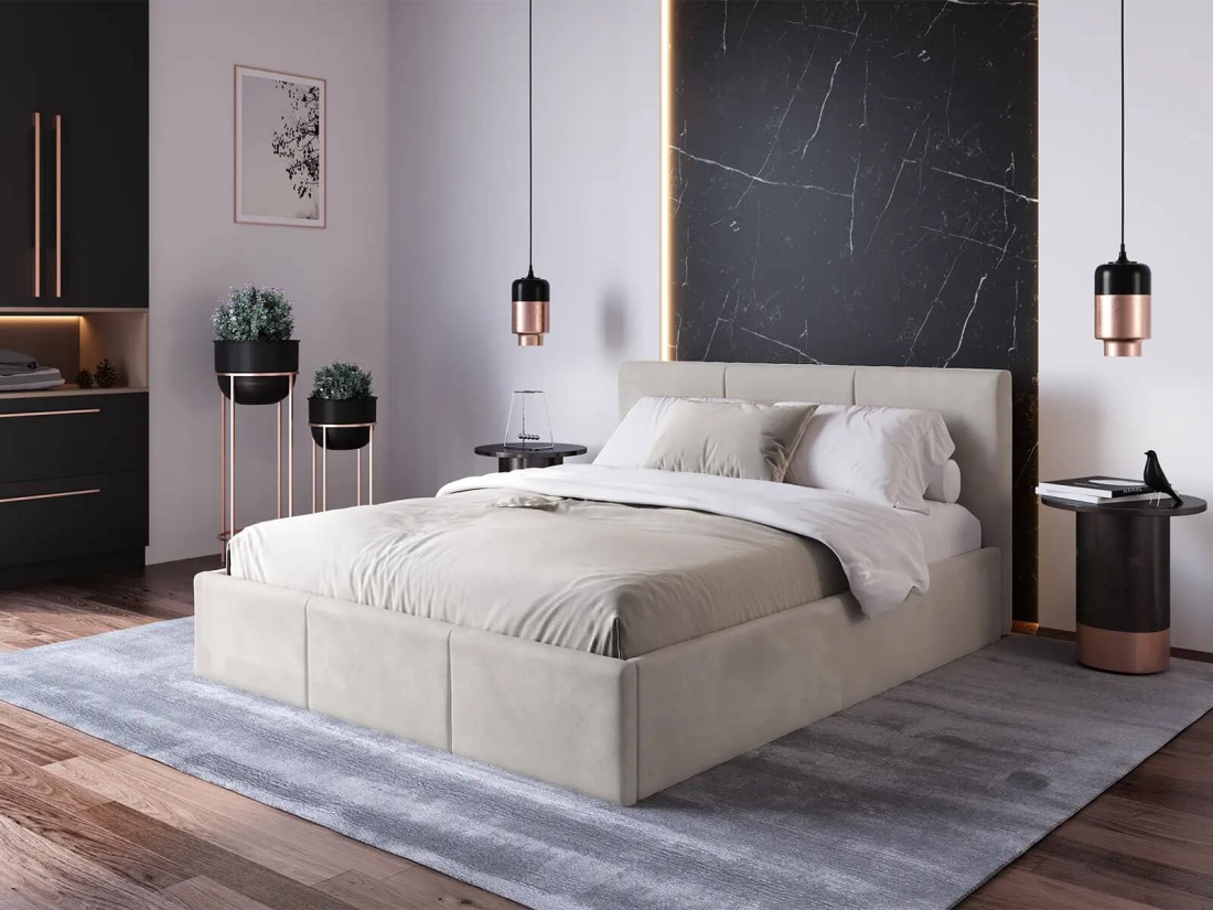 Kárpitozott ágy tárolóhellyel TOP line 7 160x200 Szürke Velvet