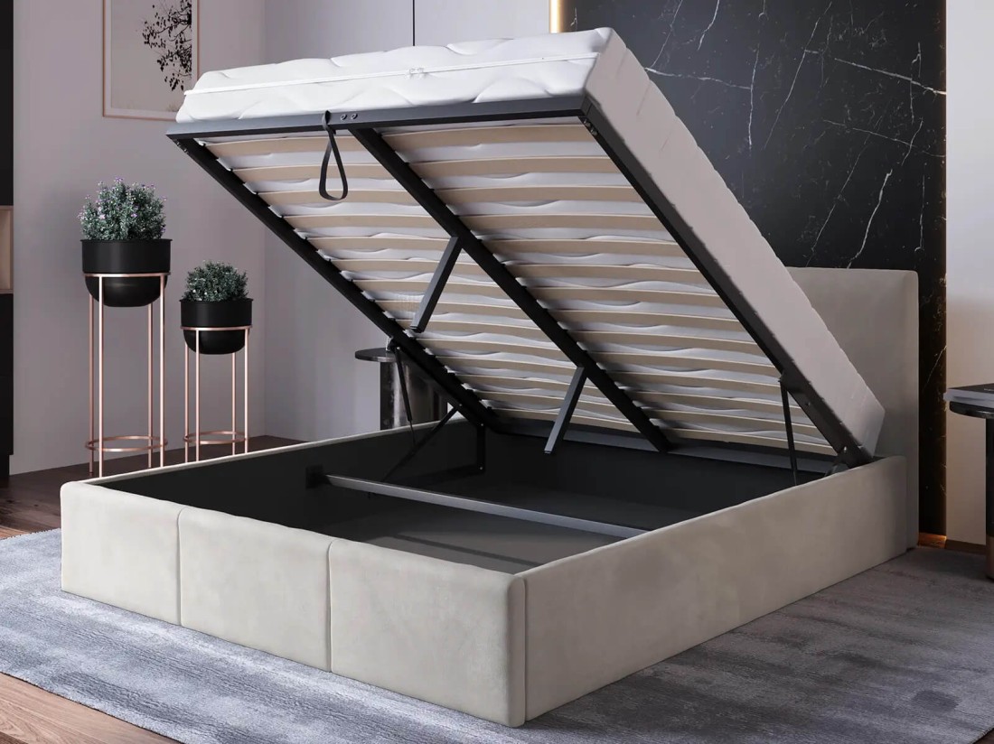 Kárpitozott ágy tárolóhellyel TOP line 7 160x200 Szürke Velvet