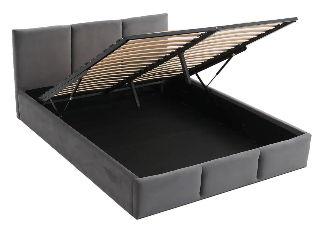 Kárpitozott ágy tárolóhellyel TOP line 7 140x200 Grafit Velvet