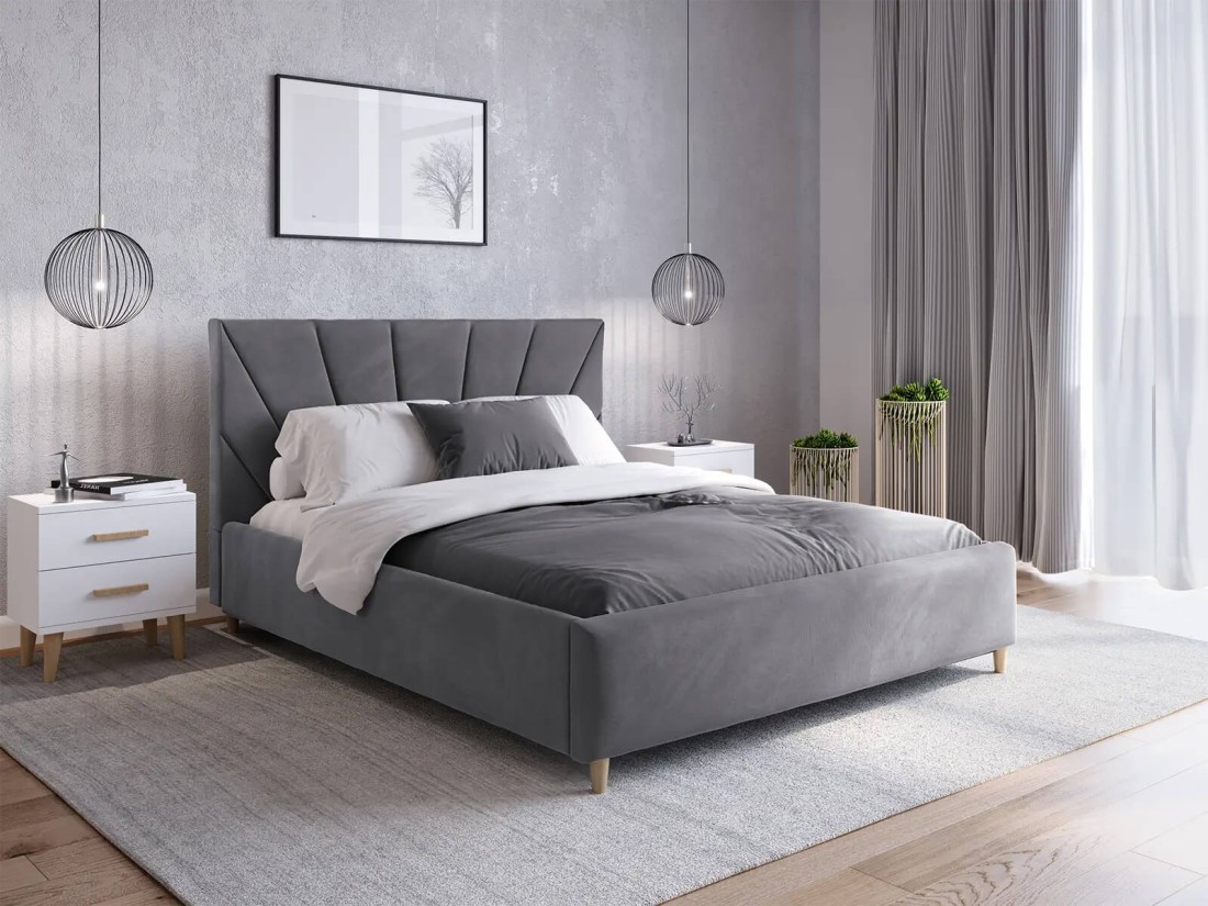 Kárpitozott skandináv ágy 160x200 Scandi line 3 Velvet Grafit