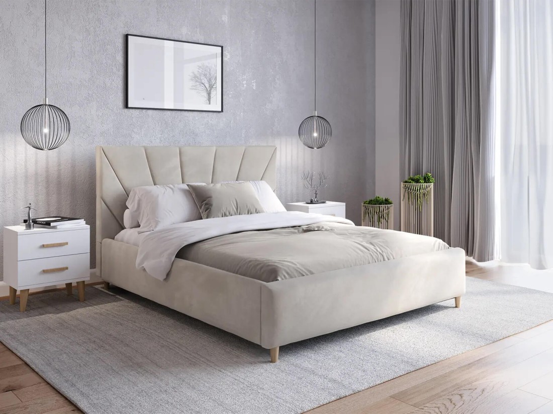 Kárpitozott skandináv ágy 180x200 Scandi line 3 Velvet Szürke