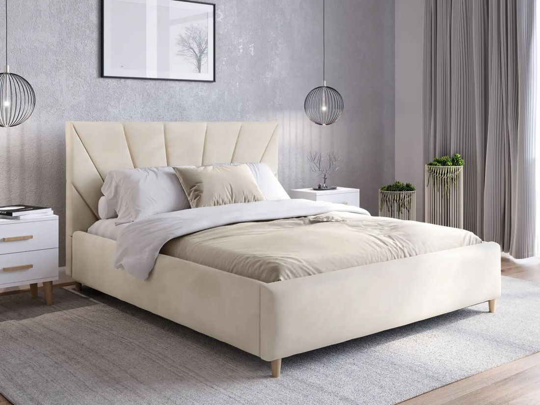 Kárpitozott skandináv ágy 160x200 Scandi line 3 Velvet Bézs