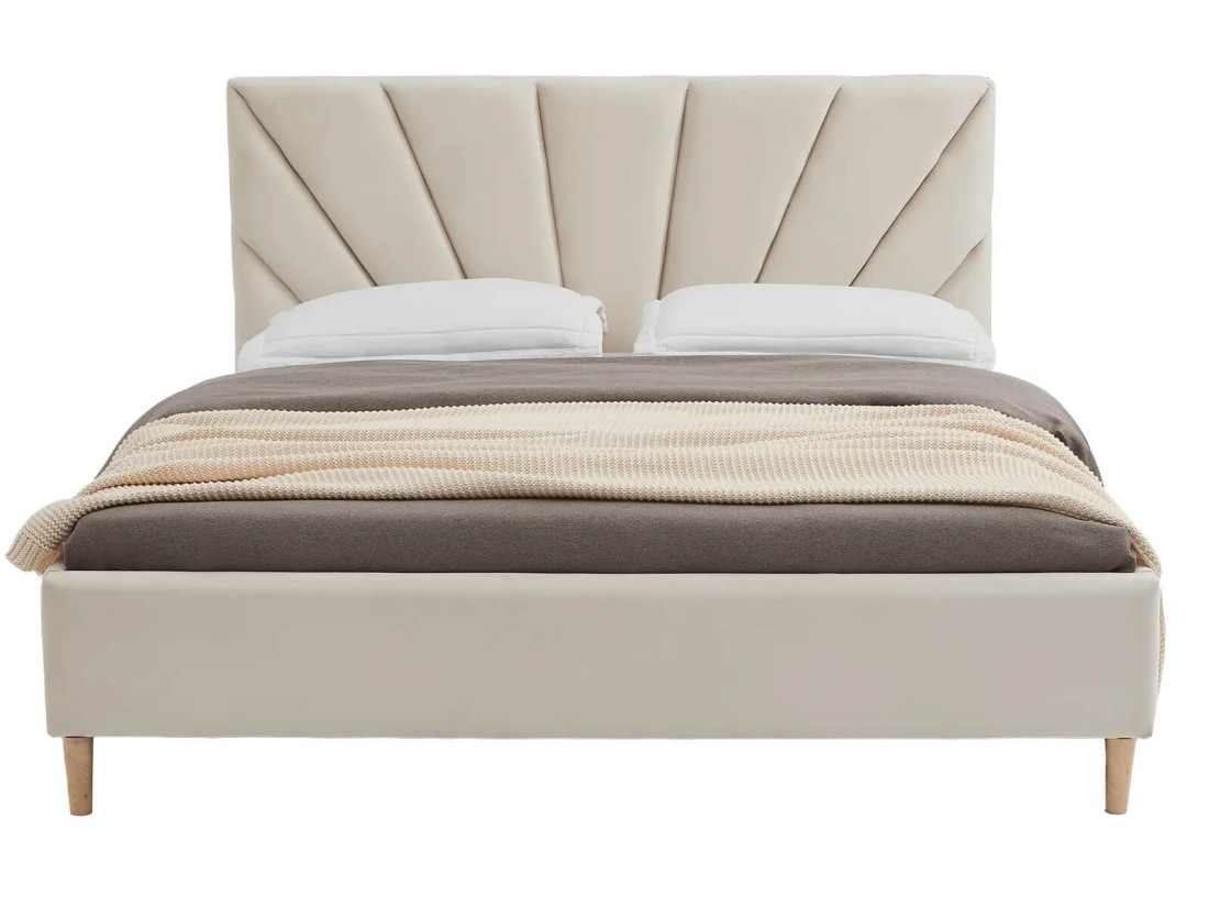 Kárpitozott skandináv ágy 140x200 Scandi line 3 Velvet Bézs