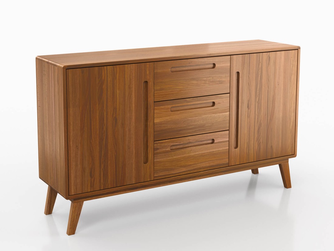 Fából készült komód Beskid 3S2D, szélesség 155 cm, Rusztikus tölgy