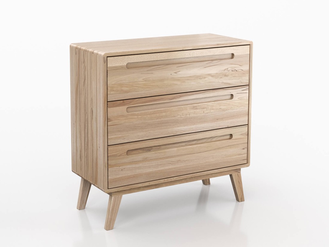 Bükkfa komód Beskid 3S, szélesség 90 cm, Natúr bükk