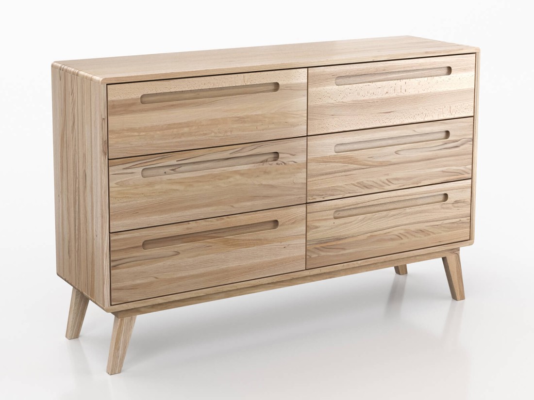 Bükkfa komód Beskid 6S szélesség 140 cm, Bükk natúr
