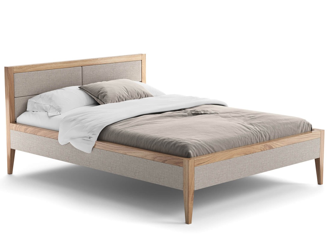 Kárpitozott tölgyfa ágy 160x200cm Belagio bézs