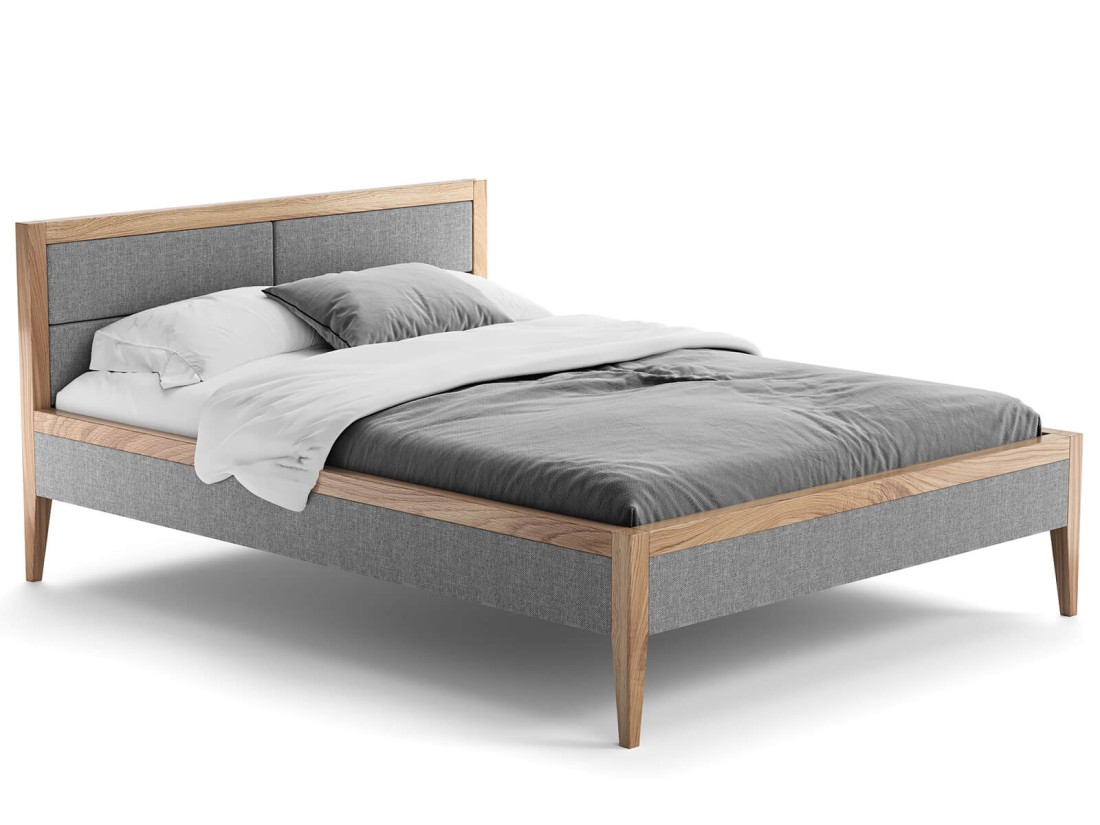 Kárpitozott tölgyfa ágy 160x200cm Belagio szürke