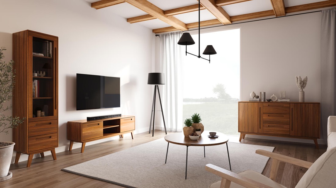 TV szekrény bükkfá Beskid, szélesség 155 cm, Rusztikus tölgy