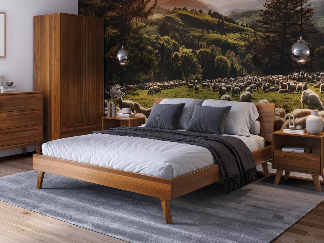 Bükkfa ágy 140x200 Beskid 03 Rusztikus tölgy