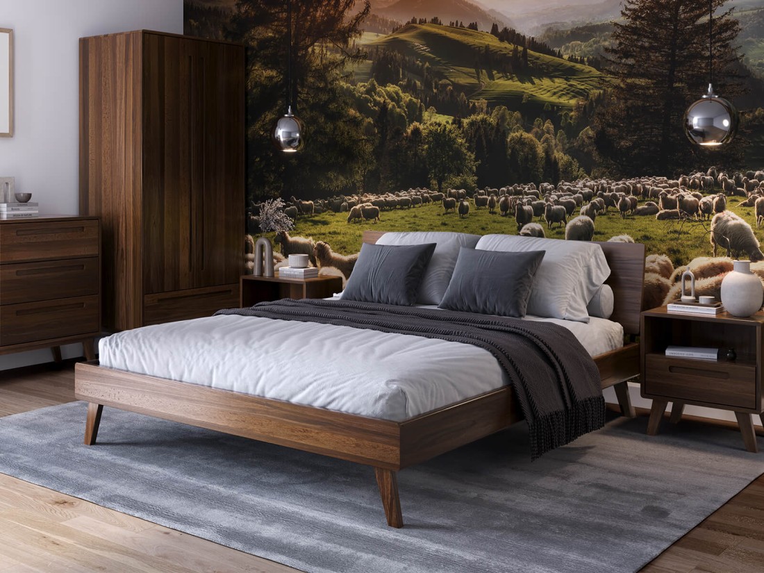 Bükkfa ágy 140x200 Beskid 03 Diófa