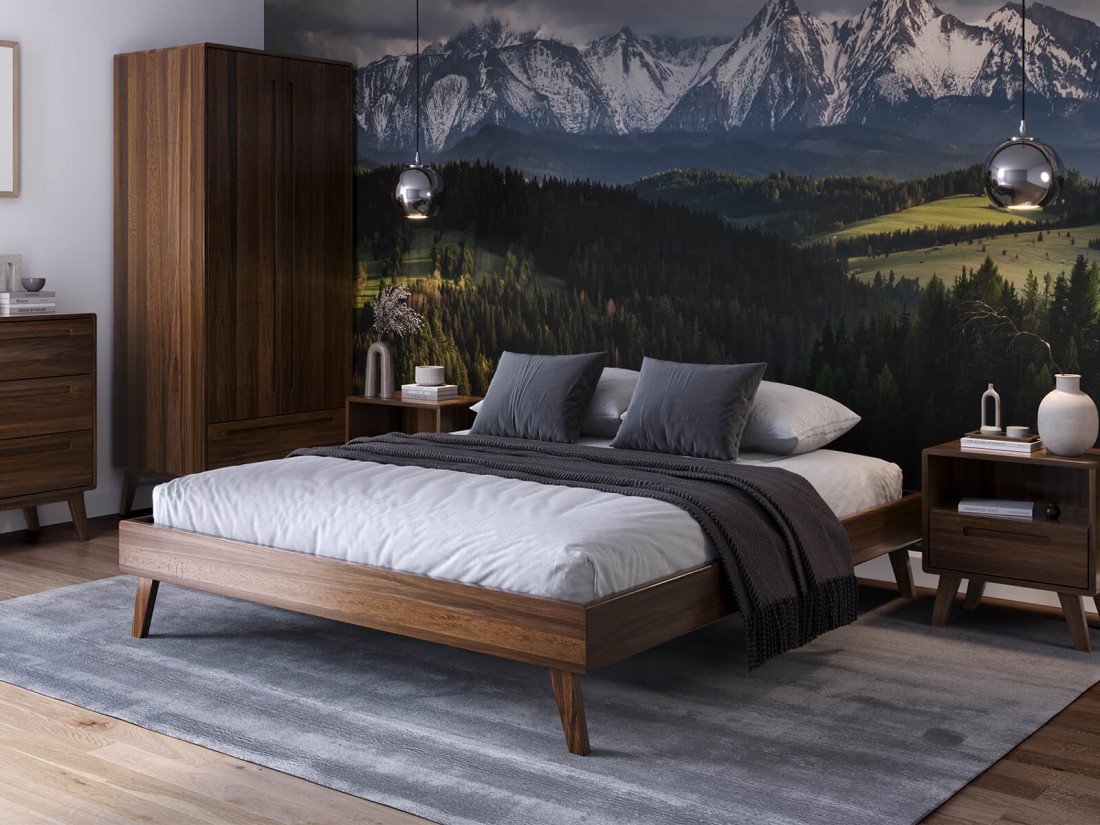 Bükkfa ágy fejtámla nélkül 140x200 Beskid 04 Diófa