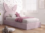 Kárpitozott gyerekágy kerettel 90x200 rózsaszín Velvet Kids Line 2 Nyúl